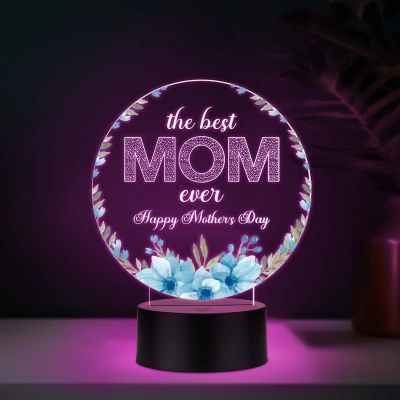 Best Mom Ever Acrylic LED Lamp with UV Print – Multicolor Mother’s Day Gift Night Light USB Powered